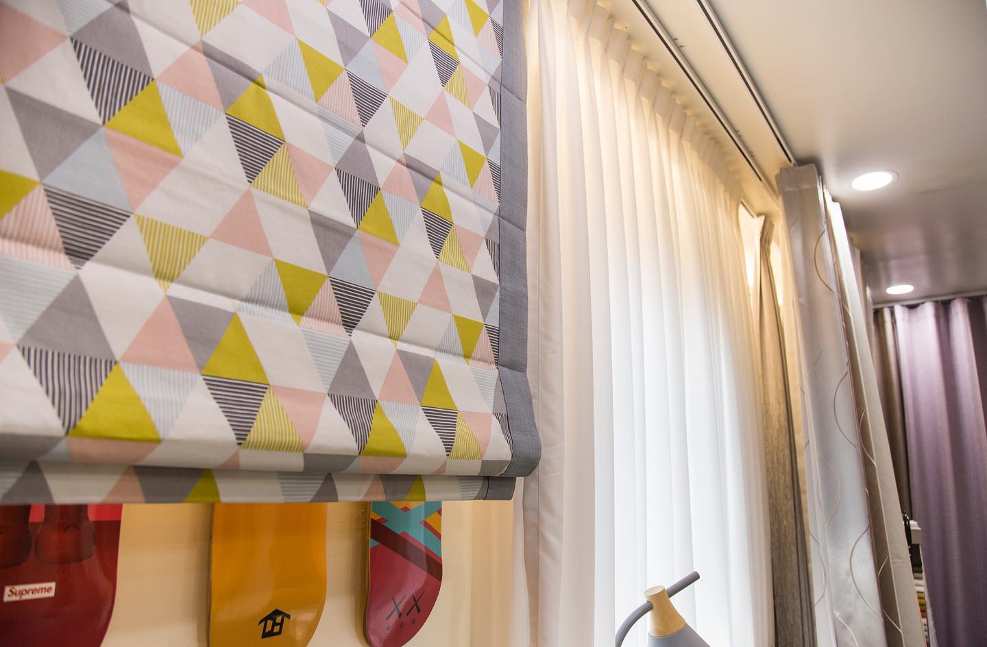 幾何風格窗簾布料應用