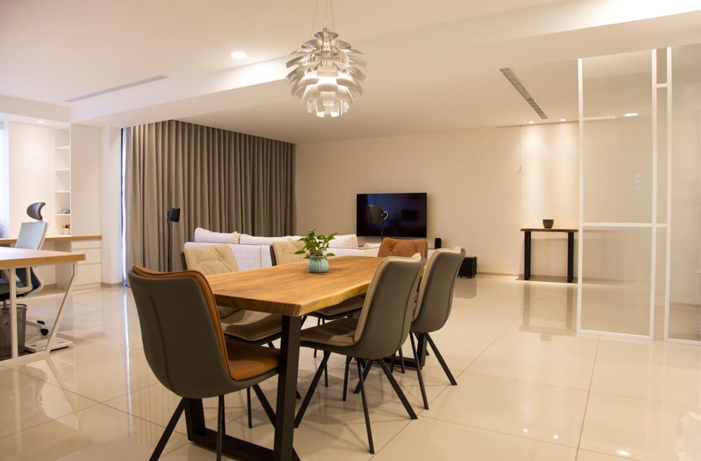 現代風餐廳窗簾配置